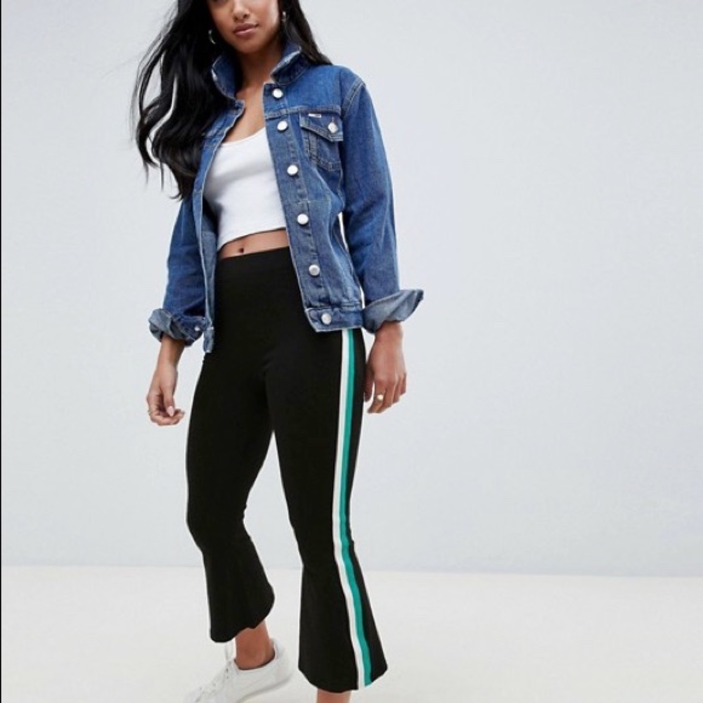 ASOS cropped flare leggings with side tape